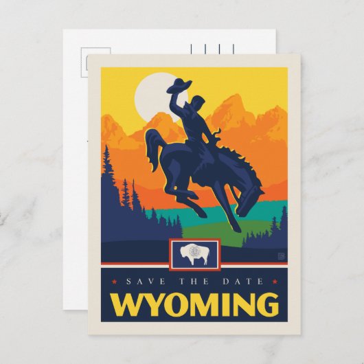 Save the date | Wyoming Uitnodiging Briefkaart (Voorkant / Achterkant)