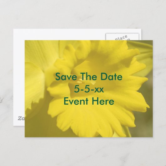 Save The Date Yellow Daffodil Flower Aankondigingskaart (Voorkant / Achterkant)