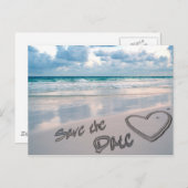 Save the Date Zand Hart Schrijven Aankondigingskaart (Voorkant / Achterkant)