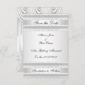 Save the Date Zilver Wit Kaart (Voorkant / Achterkant)