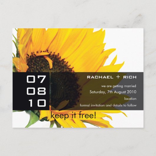 SAVE THE DATE :: zonnebloem Aankondigingskaart (Achterkant)