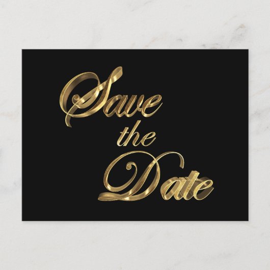 Save The Date Zwart en Goud Elegante Typografie Aankondigingskaart (Voorkant)