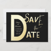 Save The Date zwart en goud sjabloon Kaart (Voorkant)