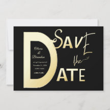 Save The Date zwart en goud sjabloon Kaart