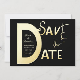 Save The Date zwart en gouden sjabloon Kaart