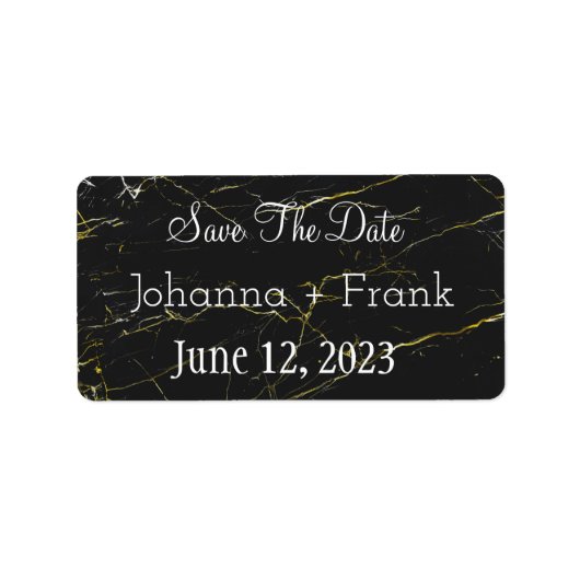 Save the date |Zwart en goudmarmer Etiket (Voorkant)