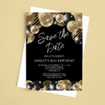 Save the Date Zwart Goud 50e verjaardag Kaart<br><div class="desc">Creëer je eigen Save the Date Black Gold 50e verjaardagsuitnodiging! Personaliseer dit ontwerp met uw eigen tekst. U kunt dit ontwerp verder aanpassen door desgewenst op de knop "Details bewerken" te klikken.</div>