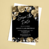 Save the Date Zwart Goud 50e verjaardag Kaart