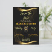 Save the Date Zwart Goud 50e verjaardag Kaart (Staand voorkant)