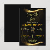 Save the Date Zwart Goud 50e verjaardag Kaart (Voorkant / Achterkant)