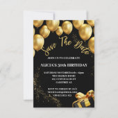Save the Date Zwart Goud 50e Verjaardag Uitnodigin Kaart (Voorkant)