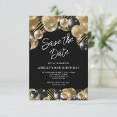 Save the Date Zwart Goud 80e Verjaardag Kaart (Staand voorkant)