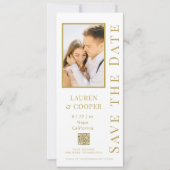 Save The Date Zwart Goud QR Code Moderne Trouwdag (Voorkant)
