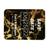 Save the date | Zwart-gouden marmer-magneet Magneet (Horizontaal)
