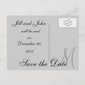 Save the date | Zwart-grijs monogram Aankondigingskaart (Achterkant)