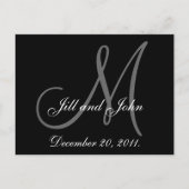 Save the date | Zwart-grijs monogram Aankondigingskaart (Voorkant)