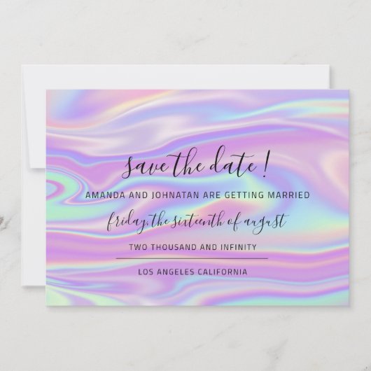 Save The Date Zwart Holografisch (Voorkant)