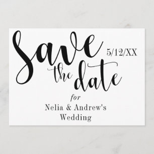 "Save the Date" Zwart Typografie Modern Lettertype Save The Date