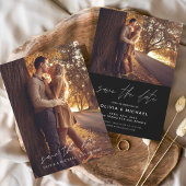 Save the Date Zwart Wit Handgeschreven Bruiloft