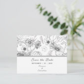 "Save the Date" zwart & wit madeliefbloempatroon Briefkaart (Staand voorkant)