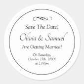 Save The Date - Zwart & Wit met oneindig scrollen Ronde Sticker (Voorkant)