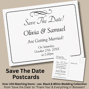 Save The Date - Zwart & Wit met oneindige scroll Aankondigingskaart