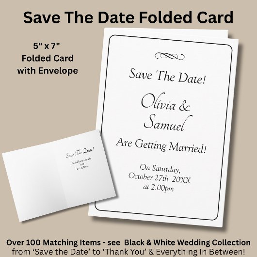 Save The Date - Zwart & Wit met oneindige scroll Kaart