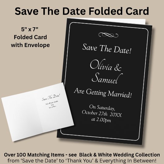 Save The Date - Zwart & Wit met oneindige scroll Kaart