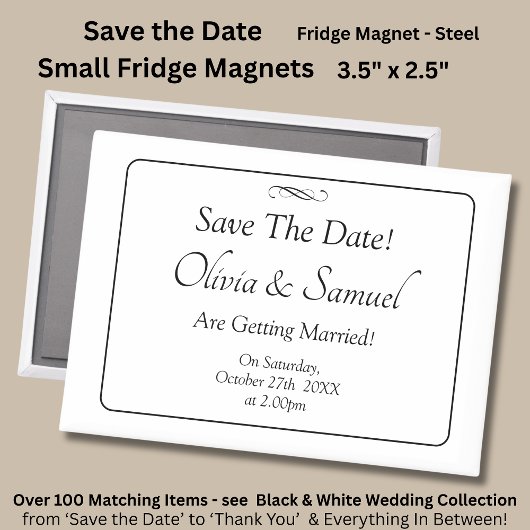 Save The Date - Zwart & Wit met oneindige scroll Magneet