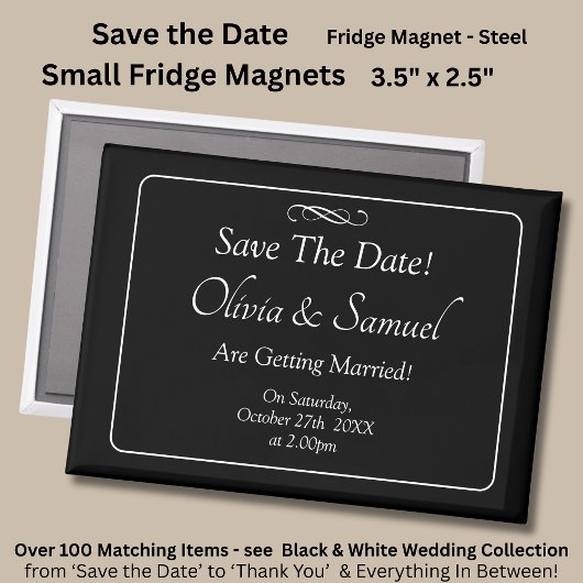 Save The Date - Zwart & Wit met oneindige scroll Magneet