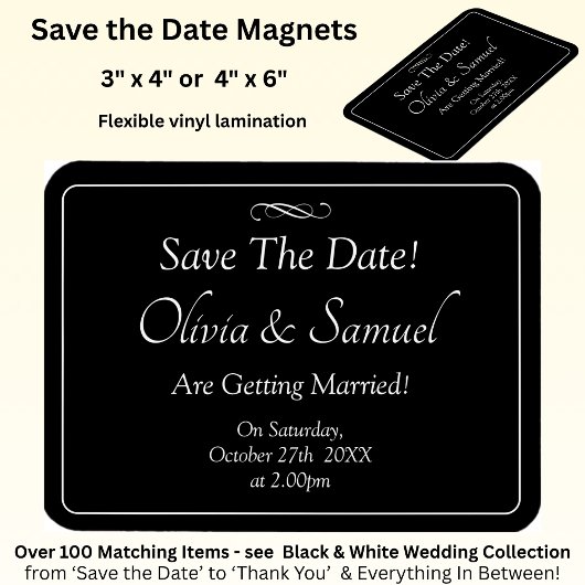 Save The Date - Zwart & Wit met oneindige scroll Magneet