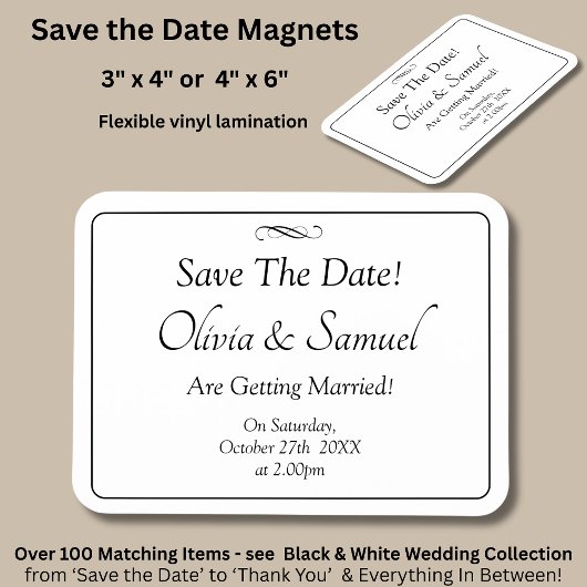 Save The Date - Zwart & Wit met oneindige scroll Magneet