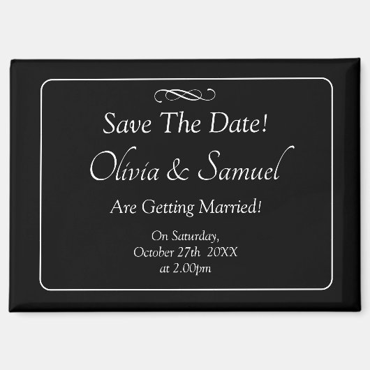 Save The Date - Zwart & Wit met oneindige scroll Magneet (Voorkant)