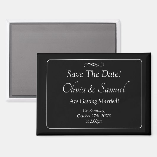 Save The Date - Zwart & Wit met oneindige scroll Magneet (Voorkant / Achterkant)