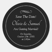 Save The Date - Zwart & Wit met oneindige scroll Ronde Sticker (Voorkant)