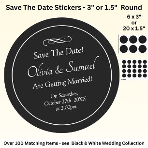 Save The Date - Zwart & Wit met oneindige scroll Ronde Sticker