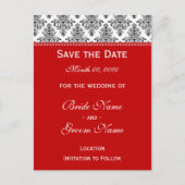 Save the Date - Zwart & Wit & Rood Aankondigingskaart (Voorkant)