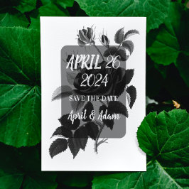 Save the Date Zwart-wit Rose Botanical