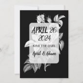Save the Date Zwart-wit Rose Botanical (Voorkant)