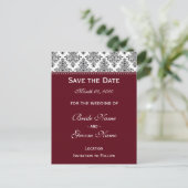 Save the Date - Zwart & Wit & Wijn Aankondigingskaart (Staand voorkant)