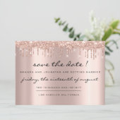 Save The Date Zwarte Roos Drips Blauw Marine (Staand voorkant)