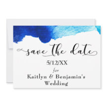 "Save the Date" Zwarte typografie & Blauwe waterve