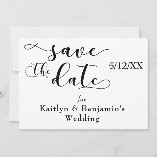 "Save the Date" Zwarte typografie met bloemachterg Save The Date (Voorkant)