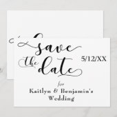 "Save the Date" Zwarte Typografie met "liefde" op Save The Date (Voorkant / Achterkant)
