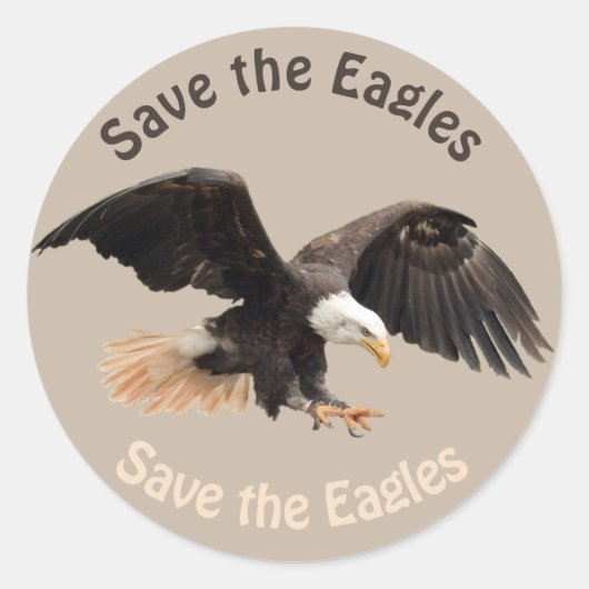 Save the Eagles  Ronde Sticker (Voorkant)