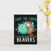 Save The Earth Beaver Design - Grappige Earth Day Kaart (Gele Bloem)