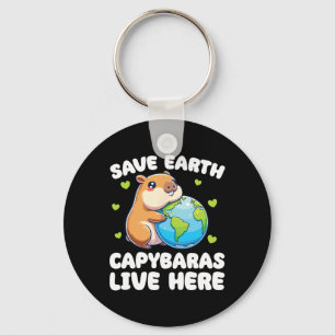 Save the Earth Capyra's Live Here Earth Day Sleutelhanger