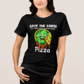 Save The Earth Grappige Pizza T-Shirt (Voorkant)