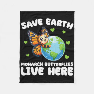 Save the Earth Monarch vlinders leven hier op aard Fleece Deken