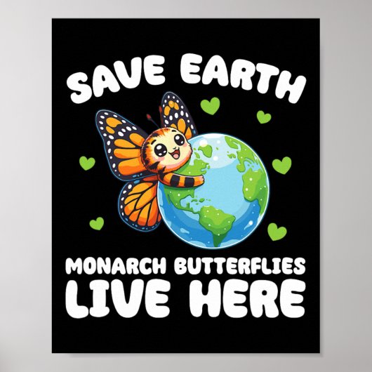 Save the Earth Monarch vlinders leven hier op aard Poster (Voorkant)